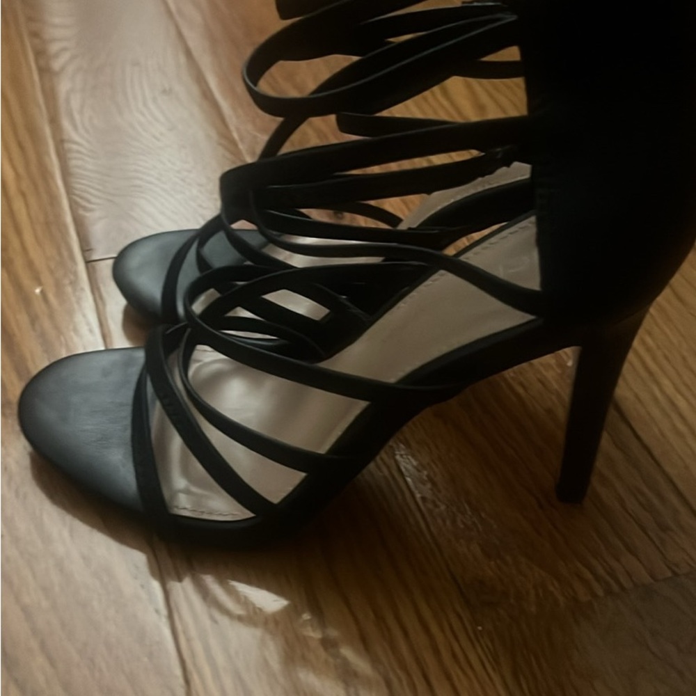 BCBGeneration Black Strappy Heels
